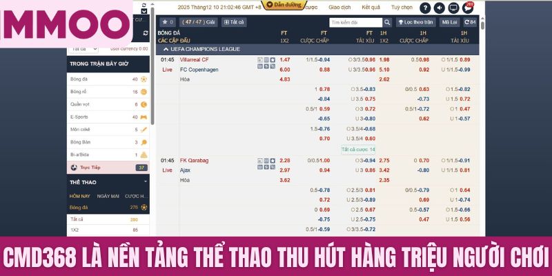 CMD368 là nền tảng thể thao thu hút hàng triệu người chơi