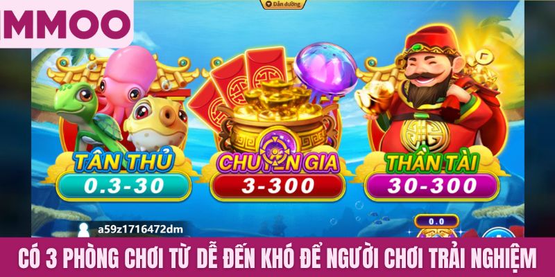 Có 3 phòng chơi từ dễ đến khó để người chơi trải nghiệm