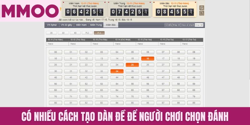 Có nhiều cách tạo dàn đề để người chơi chọn đánh