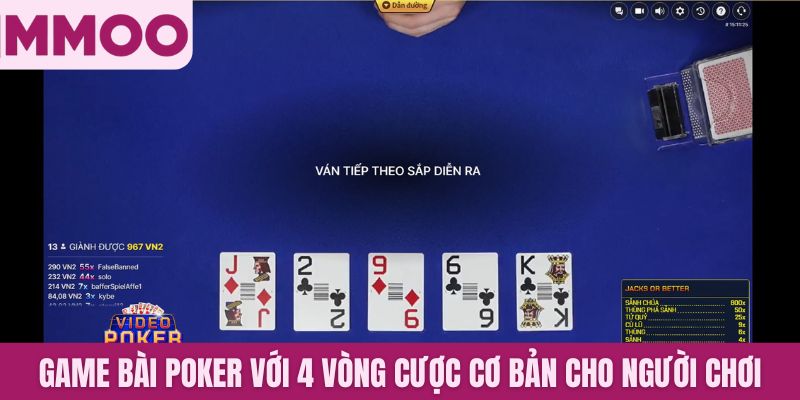 Game bài Poker với 4 vòng cược cơ bản cho người chơi