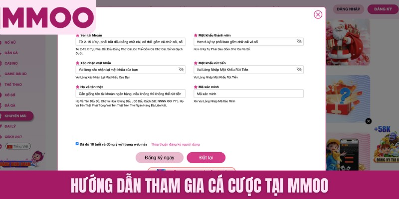 Hướng dẫn tham gia cá cược tại MMOO