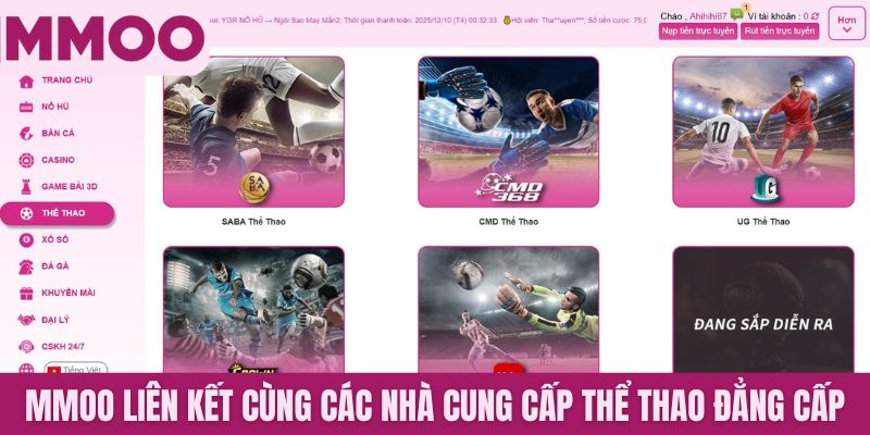 MMOO liên kết cùng các nhà cung cấp thể thao đẳng cấp
