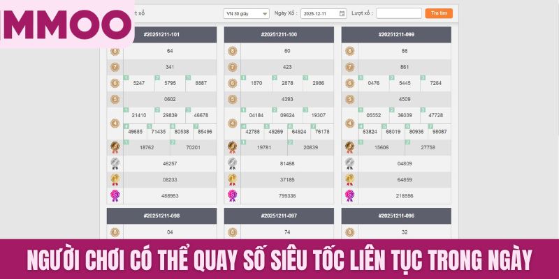 Người chơi có thể quay số siêu tốc liên tục trong ngày