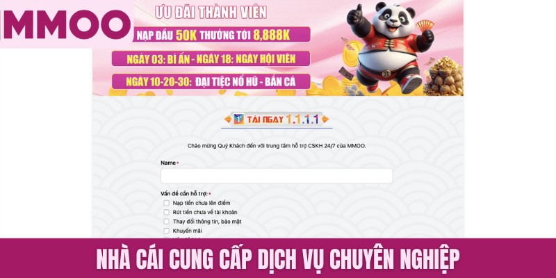 Nhà cái cung cấp các dịch vụ chuyên nghiệp