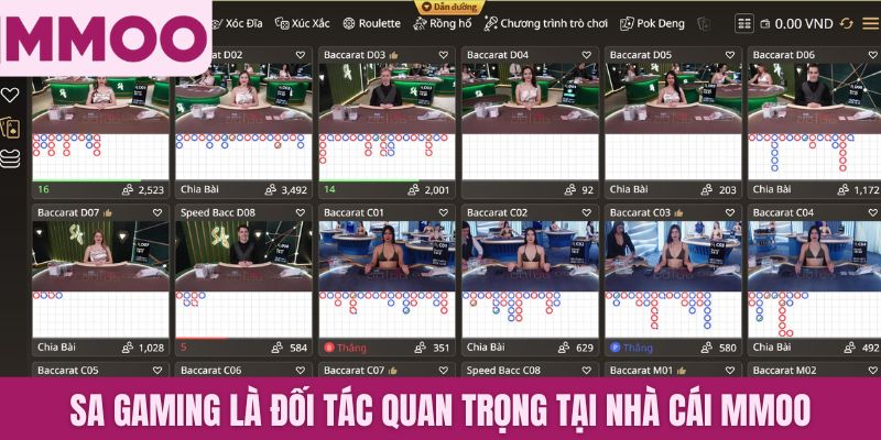 SA Gaming là đối tác quan trọng tại nhà cái MMOO