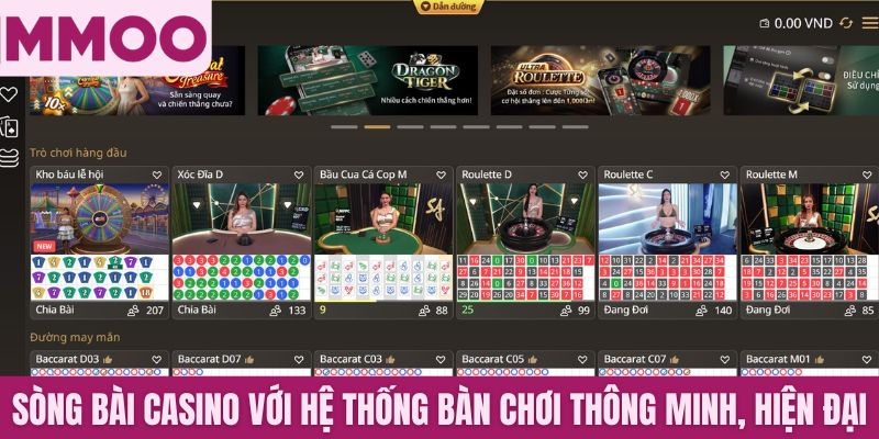 Sòng bài casino với hệ thống bàn chơi thông minh, hiện đại