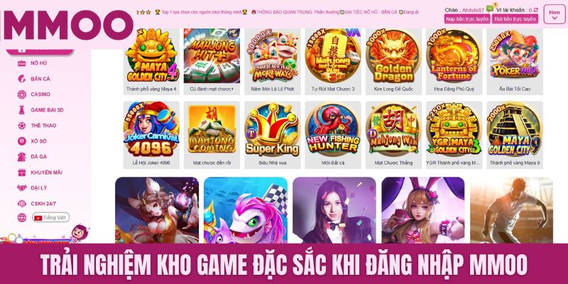 Trải nghiệm kho game đặc sắc khi đăng nhập MMOO