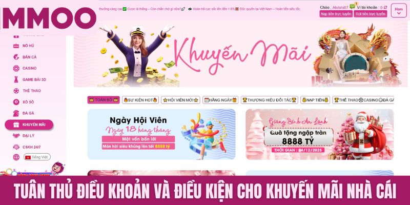 Tuân thủ điều khoản và điều kiện cho khuyến mãi nhà cái