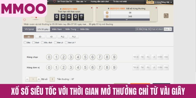 Xổ số siêu tốc với thời gian mở thưởng chỉ từ vài giây